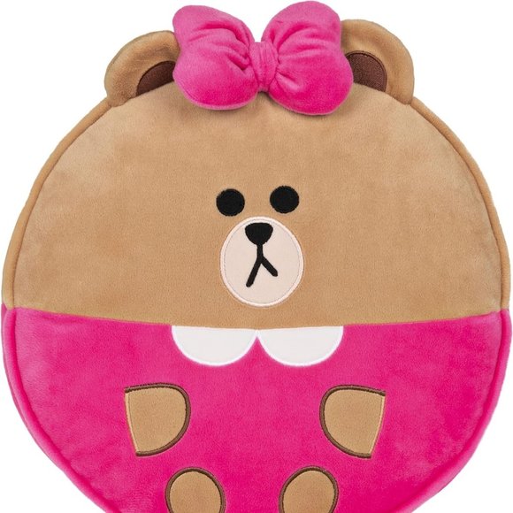 NWT GUND LINE Friends Choco Round Body Pillow Soft Plush, Brown and Pink, 12" - Picture 1 of 4